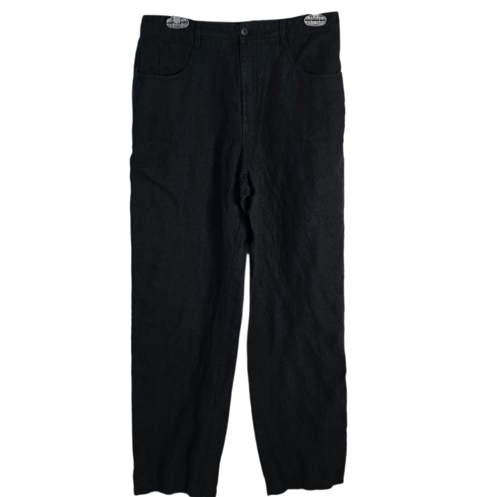 Niemen Marcus Black Linen High Rise Tapered Fit Pants Size 10 Casual Minimalist